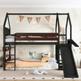 thumbnail image 3 of Bellemave Twin Over Twin Bunk Bed with Slide and Bookshelf, Solid Wood Twin Size Loft Bed with Large Playgame Space, House Bunk Loft Bed Frame Easy Assembly,Black, 3 of 8