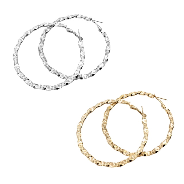 2 Pares Grandes Huecos Geométricos con Perno Prisionero Joyería 60 Mm Sunnimix Pendientes grandes de aro