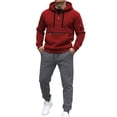 thumbnail image 3 of ibiyuan Mens Track Suit Cotton Long Sleeve Hoodies and Sweatpants Men's Sweatsuits Y2kCasual Training Sweatsuit,2PCS,, 3 of 5