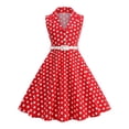 thumbnail image 2 of JAJAHO Girls Vintage Dresses Polka Dot 50S Girl Dress Summer Sleeveless Notched Lapel Flowy Swing A-Line Midi Dress Formal Party Wear For Kids 3-8Y, 2 of 3