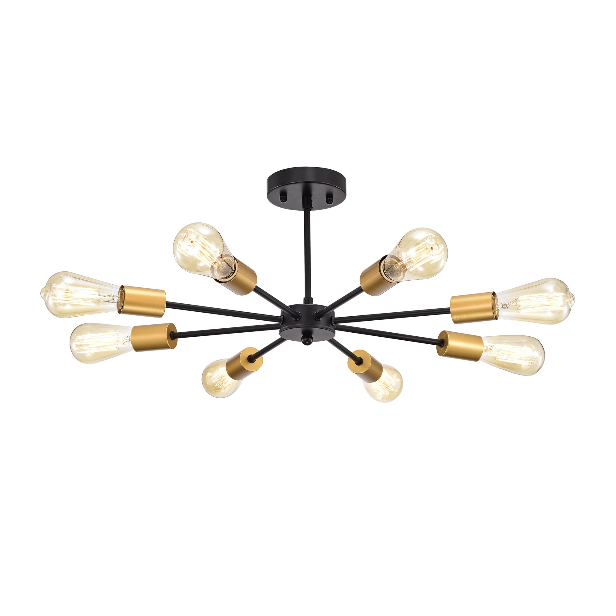 Warehouse of Tiffany Bianna Sputnik Matte Black+Gold 8-Light Semi-Flush Mount Light