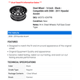 thumbnail image 2 of Steel Wheel - 14 Inch - Black - Compatible with 2008 - 2011 Hyundai Accent 2009 2010, 2 of 2