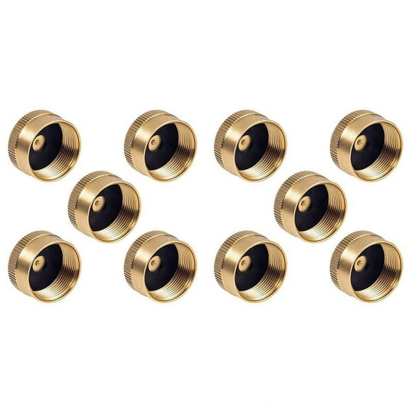 10 Pieces Solid Brass Refill Cap 1 LB Propane Bottle Cap Gas Tank Cylinder Sealed Cap Protect Cap for Outdoor Stove