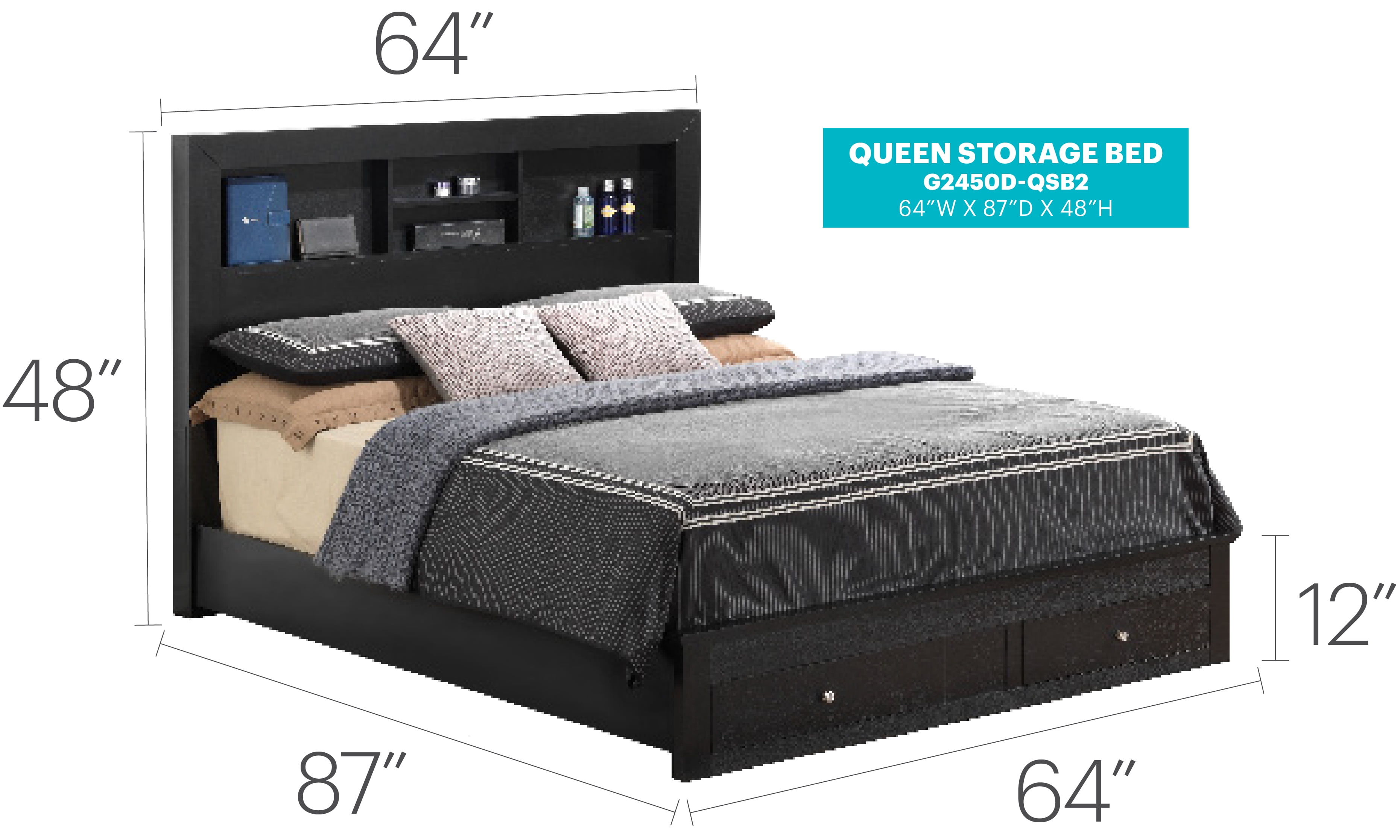 Glory Furniture Burlington Queen Storage Bed in Black