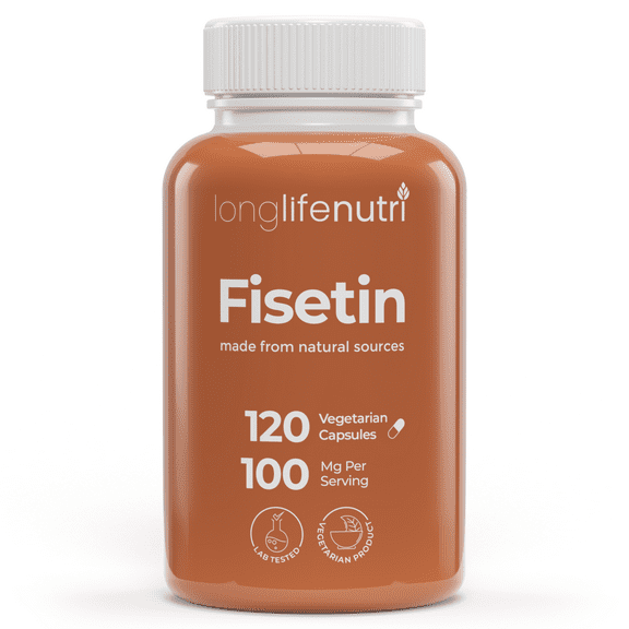 LongLifeNutri Fisetin Supplement 100mg - 120 Vegetarian Capsules for Healthy Aging