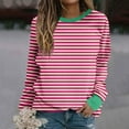 thumbnail image 2 of FNFYFH Striped Sweatshirts for Women Plus Size Fleece Long Sleeve Crewneck Sweatshirt 2025 Fall Winter Causal Comfy Blouse Womens Pullover Green S-5XL Clearance Sales, 2 of 5