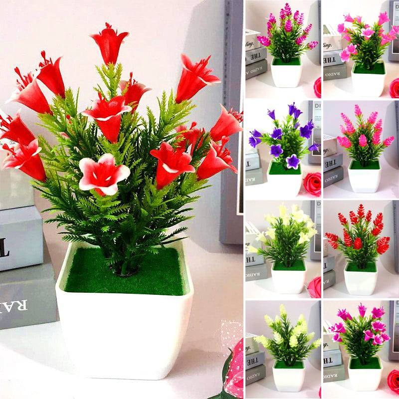 Indoor Artificial Plant Potted Plastic Welcoming Window Office Tabletop 