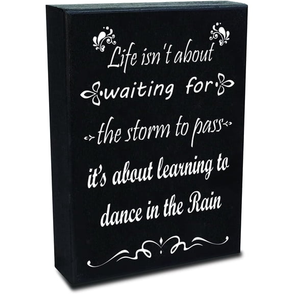 Dance in The Rain Inspirational Wood Box Signs Home Wall Wooden Art Decor Blocks Desk and Door Decor Art for Home Office 3.94 x 5.91 Inch colorful DIY