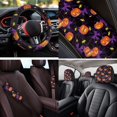 thumbnail image 3 of XYZCANDO Pumpkin Bow 14 Pack Car Seat Covers Full Set Steering Wheel Cover Center Console Pad Seat Belt Pads Headrest Covers Cup Coasters for Most Cars SUVs Sedans, 3 of 7