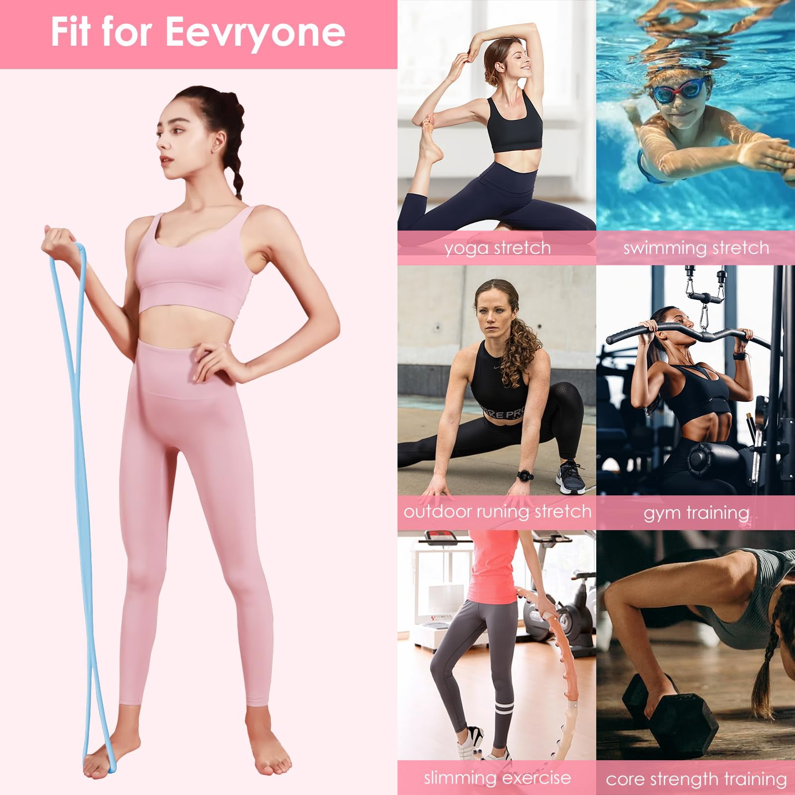 2 Pack Figure 8 Resistance Bands with Handles, Silicone Exercise Bands for Arm, Back, Chest, Shoulder, 15 & 25LB Set
