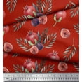 thumbnail image 3 of Soimoi Red Georgette Viscose Fabric Pomegranate & Fig Fruits Fabric Prints By Yard 42 Inch Wide, 3 of 3