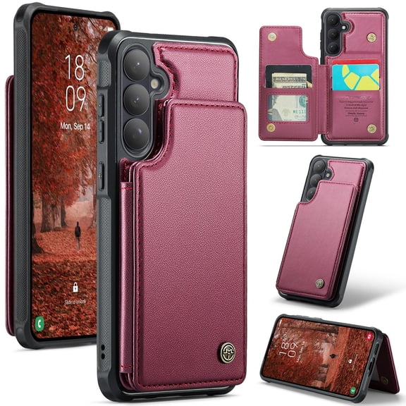 For Samsung Galaxy S26 Case, PU Leather Wallet Case for Women Men with RFID Blocking Card Holder Slot Magnetic Closure Shockproof Protective Phone Cover for Samsung Galaxy S26