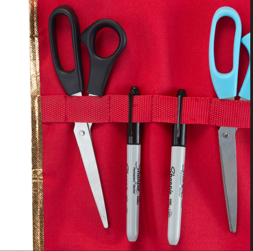 Simplify Hanging Holiday Gift Wrap Organizer, Red photo 7
