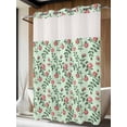 thumbnail image 4 of Spring Roses Botanical No Hook Shower Curtain Waterproof, Bathroom Curtains with Snap in Liners and See Through Top Window, Farmhouse Floral Green Hotel Style Bathtub Curtains Shower 48"Wx72"L, 4 of 8