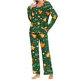 thumbnail image 5 of asdoklhq Pajamas for Women Set Ladies' Gradient Printed Casual Top Pants Pajama Set Green 2X, 5 of 8