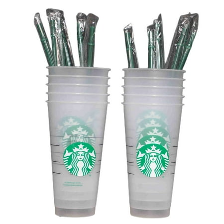 

Reusable Cold Starbucks Cup - 24oz Tumbler Cold Cup with Lid and Straw (5 Pieces)