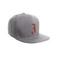 thumbnail image 3 of Daxton Classic Snapback Hat Old English Font Alphabet A to Z Flat Bill Visor Cap, Light Grey Hat, Red J, 3 of 4