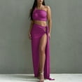 thumbnail image 2 of CHUMUD Skirt Sets for Women 2 Piece Outfits Summer Y2k Strapless One Shoulder Crop Top High Slit Skirt Bodycon Maxi Long Skirt Suit Night Out Set, 2 of 9