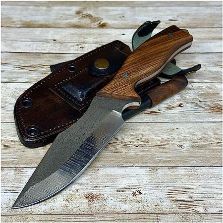 Handmade Fixed Blade Hunting Knife N690 Blade Tactical Knife with Leather Sheath and Magnesium Fire Starter Full Tang Tactical Knife Survival Knife with Magnesium Fire Stick$$Other