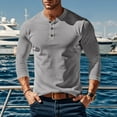 thumbnail image 2 of GuangCheng Mens Ribbed Knit Long Sleeve Henley Shirts,Slim Fit,Soft,Stretchy,Comfortable Casual Tees Tops,Gray,Size 2XL, 2 of 8