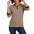 thumbnail image 7 of yillto Womens 3/4 Sleeve Tops Crewneck Button Dressy Casual Blouses Work Clothes Loose Fitting Tunic Top, 7 of 7