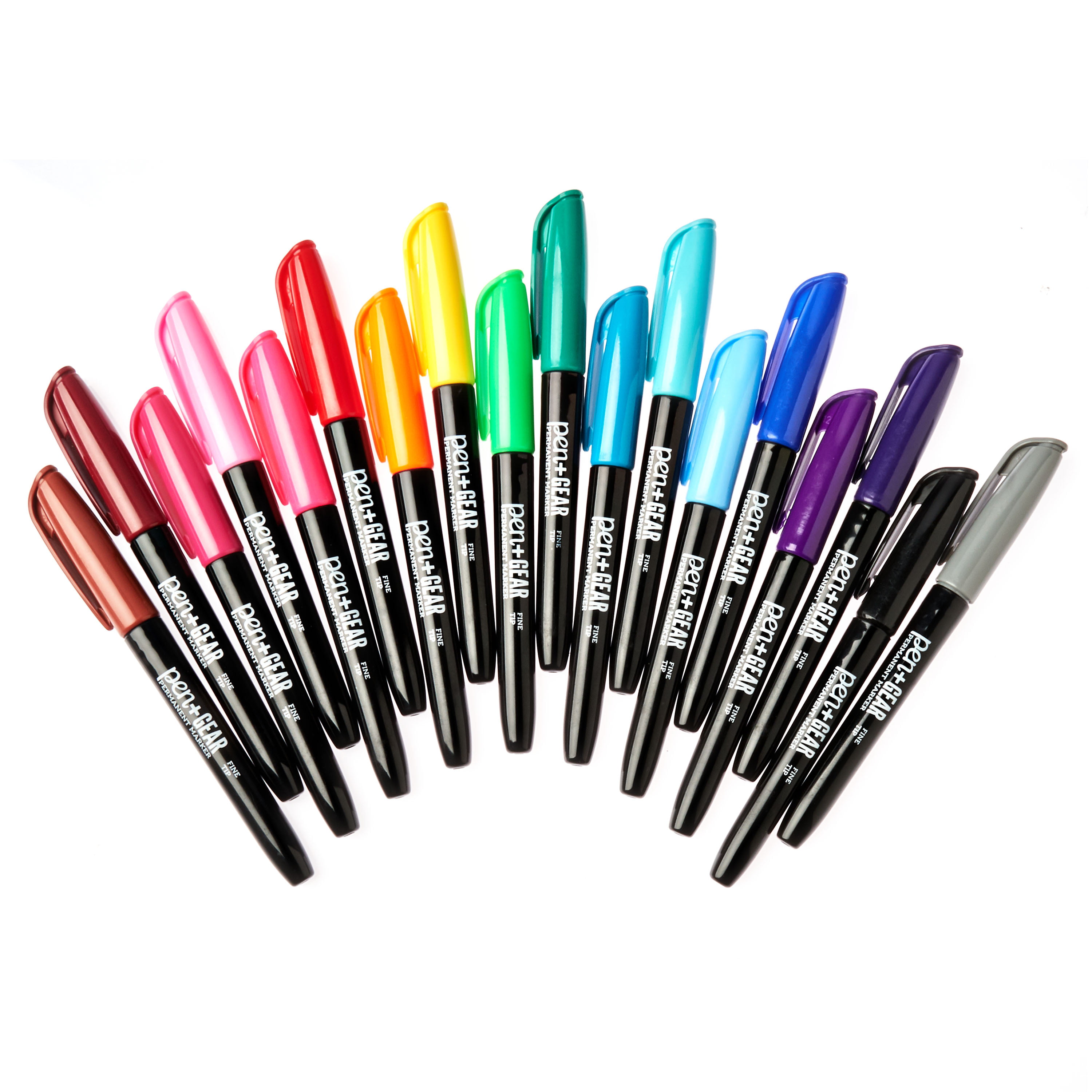 Permanent Markers Set with 18 Assorted Vibrant Colors - 36 Fine Point Felt  Tip Drawing Art Markers