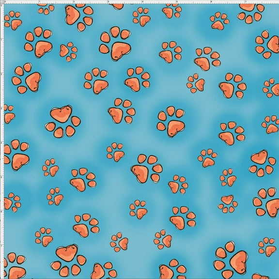 Fun Paws Turquoise Fabric Yard
