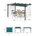 thumbnail image 5 of Outdoor Retractable Pergola with Sun Shade Canopy, 10' X 10'/10' X 13'  Patio Metal Shelter for Garden Porch Beach Pavilion Grill Gazebo, Modern Yard Grape Trellis Pergola, 5 of 5