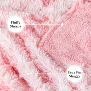 PAVILIA Pink Fluffy Throw Blanket for Couch, Twin Bed, Fuzzy Blanket for Women Men, Furry Plush Warm Blanket Bed Sofa, Super Soft Thick Faux Fur Sherpa Blanket Throw, Tie-Dye, 60x80