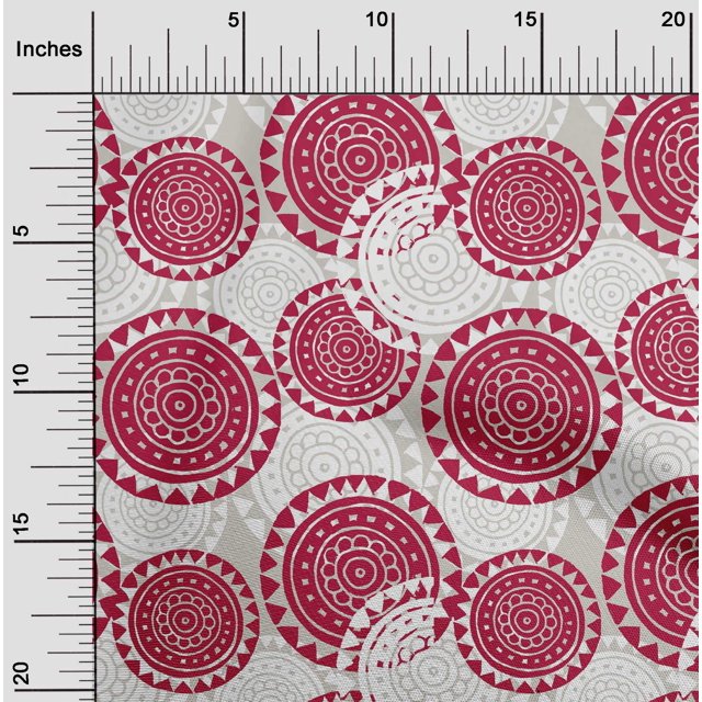 oneOone Silk Tabby Crimson Red Fabric Floral Mandala Block Fabric For Sewing Printed Craft Fabric By The Yard 42 Inch Wide