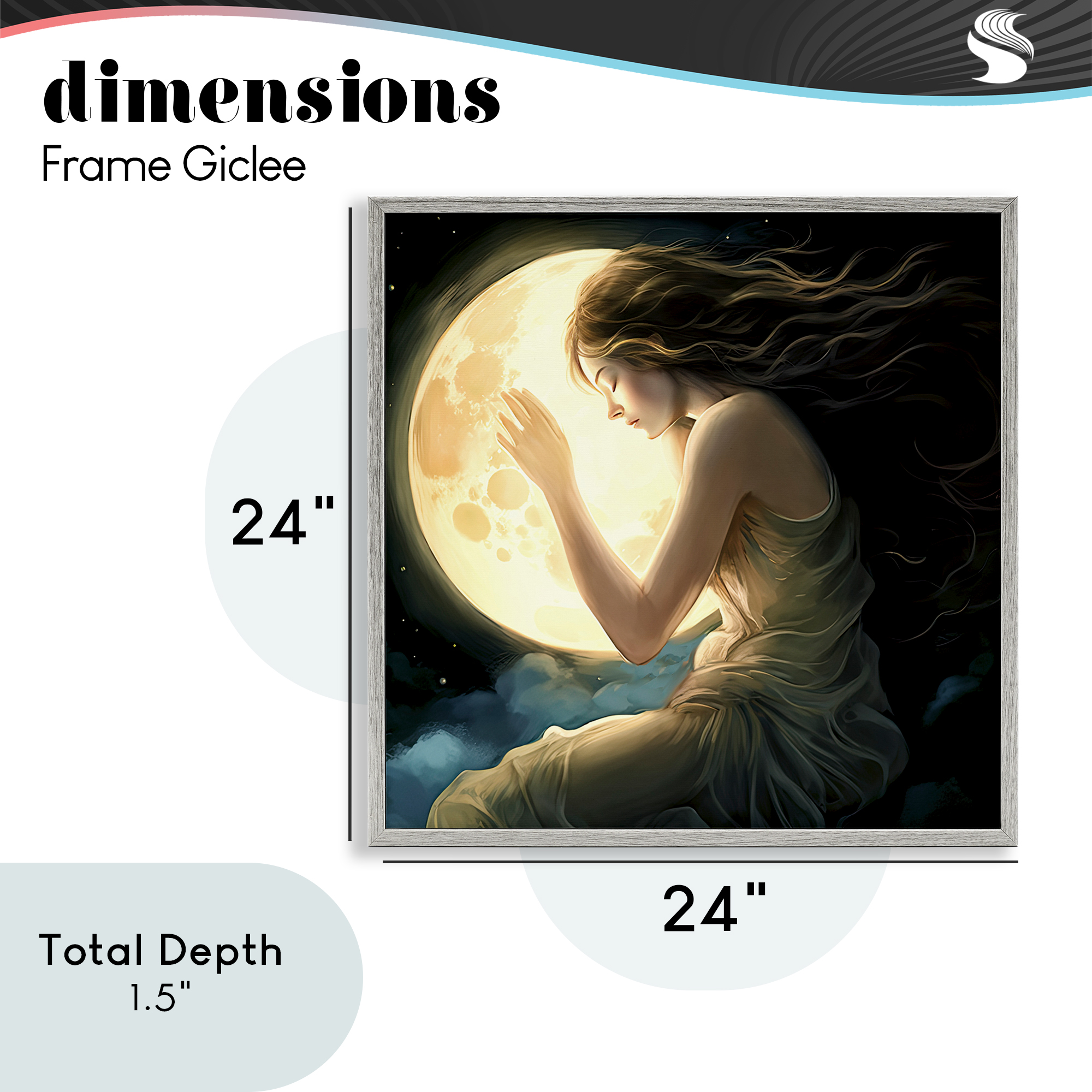 Ethereal Moon Love Gray Framed Giclee Art, design by Sasha
