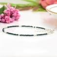 thumbnail image 2 of Chrysocolla 2mm Round Shape Faceted Cut Beads 7 inch Adjustable Silver Plated Clasp Bracelet for men, women, unisex. Link Chain Stacking Bracelet.|LINK_02003, 2 of 3