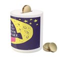 thumbnail image 3 of Love Piggy Bank, Rocket Goes to the Space I Love You to the Moon and Back Words Stars Design, Ceramic Coin Bank Money Box for Cash Saving, 3.6" X 3.2", Yellow Indigo, by Ambesonne, 3 of 4