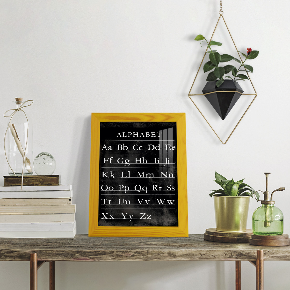 Alphabet Chart - Framed Print w/glass - Sunflower Yellow