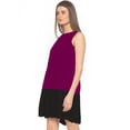 thumbnail image 2 of eloria Women's Georgette Boat Neck Pleated Sleevless Tunic Casual Midi Dress, Color : Dark Purple | Size : XL, 2 of 6