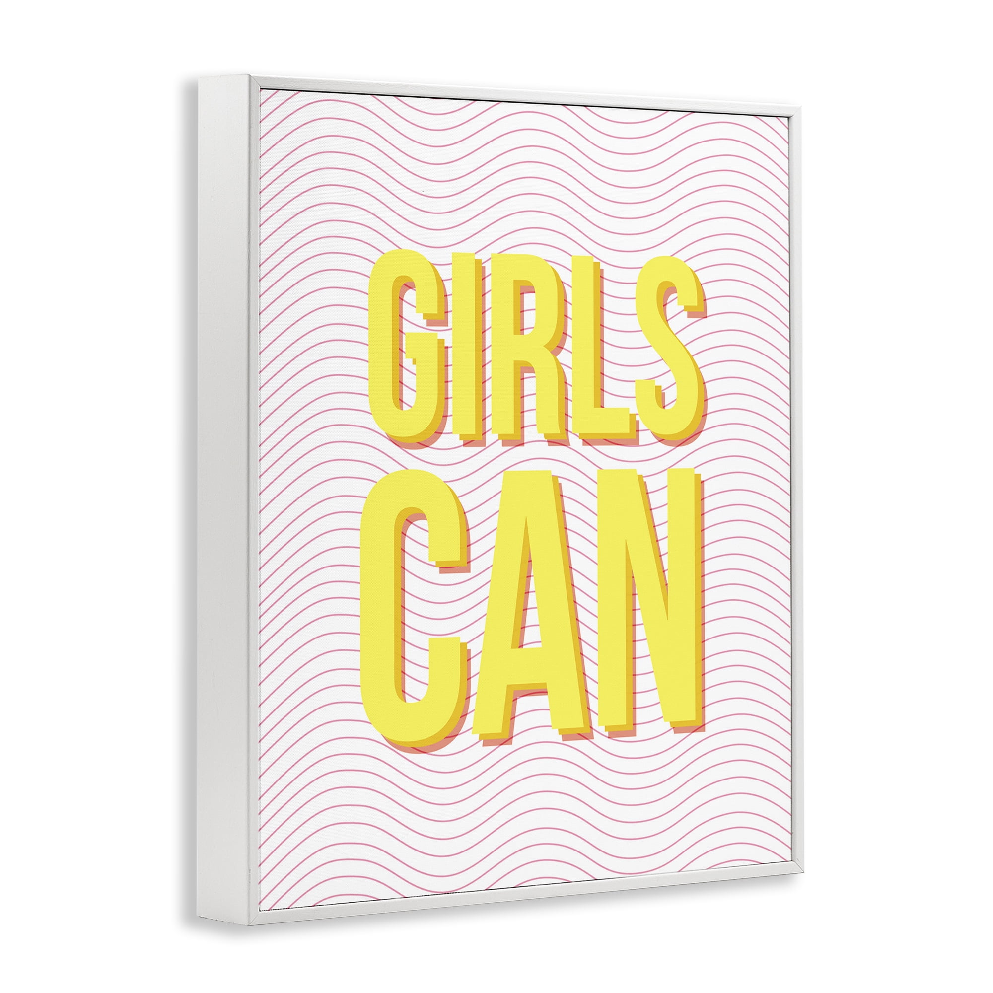 Stupell Industries Inspiring Girls Can Typography Painting White Framed Art Print Wall Art, 16 x 20