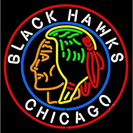 Desung Brand New Chicago Blackhawks Logo Neon Sign Handcrafted Real Glass Beer Bar Pub Man Cave Sports Neon Light 24