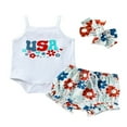 thumbnail image 1 of Hauts de Barboteuse Sans Manches + Short Floral + Bandeau, 1 of 9