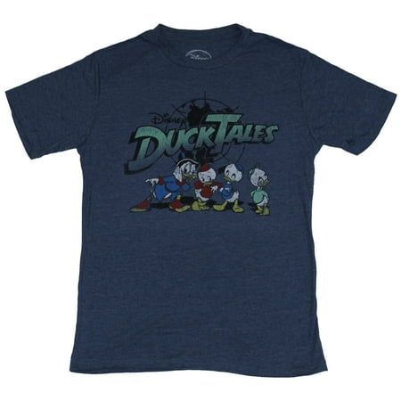 Duck Tales Mens T-Shirt -  Uncle Scrooge & Nephews Under Logo Image (X-Large, X-Large)