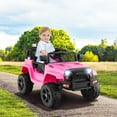 thumbnail image 3 of Gymax 12V Kids Ride On Truck Car Electric Vehicle Remote w/ Music & Light Pink, 3 of 10