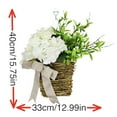 thumbnail image 2 of Mothers Day Artificial Flowers,Mother's Day Spring Hydrangea Basket Natural Rattan Door Hanging Flower Basket Decoration Hydrangea Front Door Decoration Flowers For Decoration Artificial Plants,Green, 2 of 8
