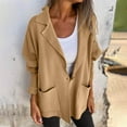 thumbnail image 2 of BangWanChi Womens Cardigan Sweaters Pink Women's Casual Versatile Lapel Pocket Jacket Coat Long Sleeve Hoodless Casual Coat/jacket, 2 of 5
