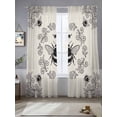 thumbnail image 2 of Vintage Bees Crowns Sheer Curtains 108 Inch Length 2 Panels Set Window Treatments, Rustic Leaves Rings Burlap Rod Pocket Semi Curtains for Living Room/Bedroom/Kitchen Décor, 104"W x 108"L, 2 of 7
