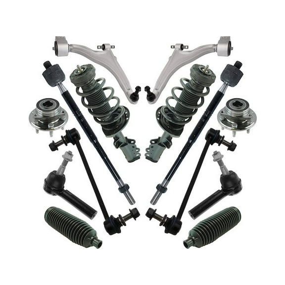 Front Strut Coil Spring Wheel Hub Control Arm Kit 14 Piece - Compatible with 2010 - 2016 Cadillac SRX 2011 2012 2013 2014 2015