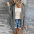 thumbnail image 4 of CAICJ98 Womens Cardigan Women's Long Sleeve Open Front Hoodie Knit Sweater Cardigan Outwear Gray,M, 4 of 5