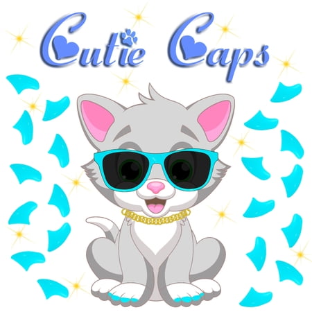Cutie Caps 40 pack Kitten Powder Blue Soft Nail Guard for Cat Paws / Claws