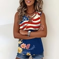 thumbnail image 4 of Uootdi Womens Patriotic Tank Tops American Flag Floral Print Sleeveless Top O Ring Cut Out Loose Fit 4th Of July Patriotic Blouses Holiday Casual Style Gift, 4 of 6