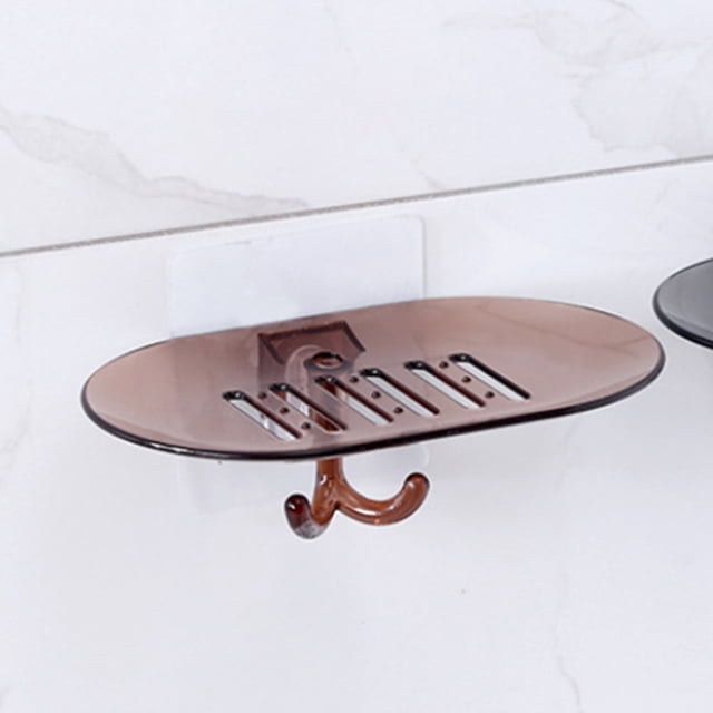 Oleegame 1PC Spoon And Lid Rest Bathroom Soap Dish Storage Holder Rack Soapbox Plate Tray Drain Brown