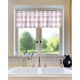thumbnail image 6 of Simple White Pink Buffalo Checker Curtain Valances for Kitchen Windows,Rod Pocket Short Valance Plaid Gingham Spring Window Treatment for Living Room Bathroom Bedroom,54" x 18"-1 Panel, 6 of 9