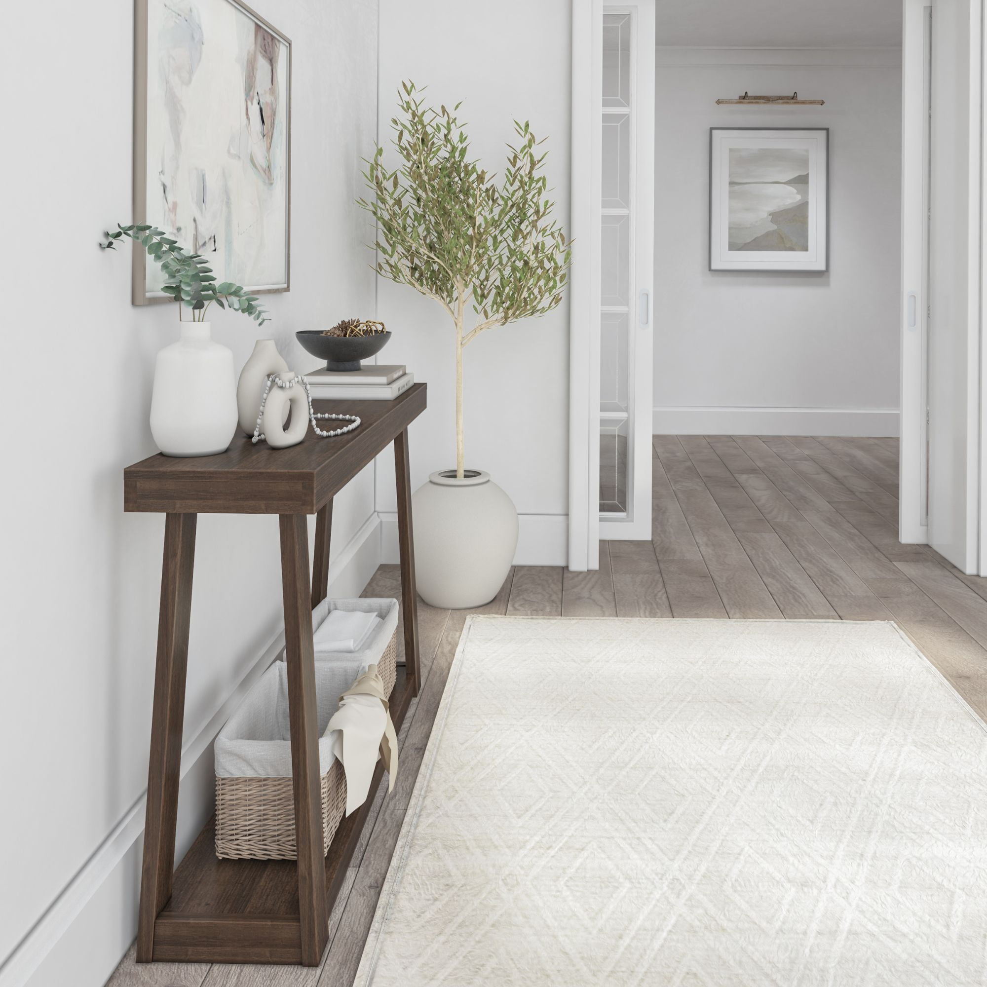 Plank+Beam Solid Wood 46 " Console Table with Storage, Narrow Entryway Table, Living Room